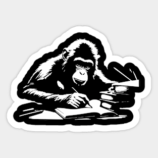 monkey writing a book Sticker